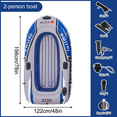 Heavy-Duty Inflatable Kayak for 2 Person, Thickened PVC Fishing Boat with Electric Air Pump for Lake, River & Outdoor Adventures