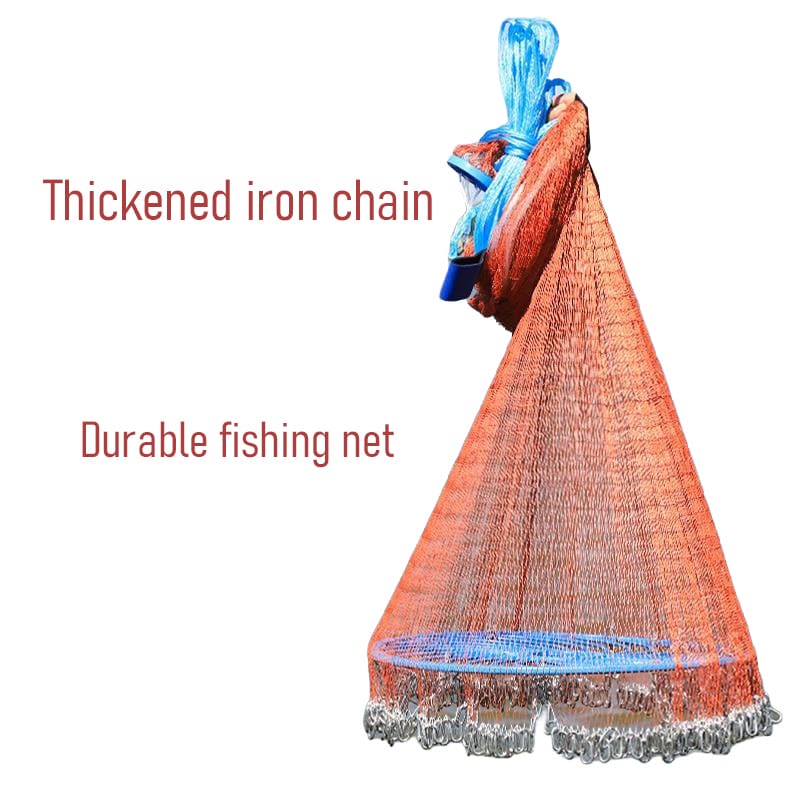 Hand Cast Fishing Net with Large Disc – Easy Throw Rubber Mesh Net for Catching Fish
