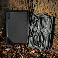Portable Camping Cutting & Cooking Set, Multi-Function Outdoor Kitchen Kit with Knife, Scissors & Cutting Board