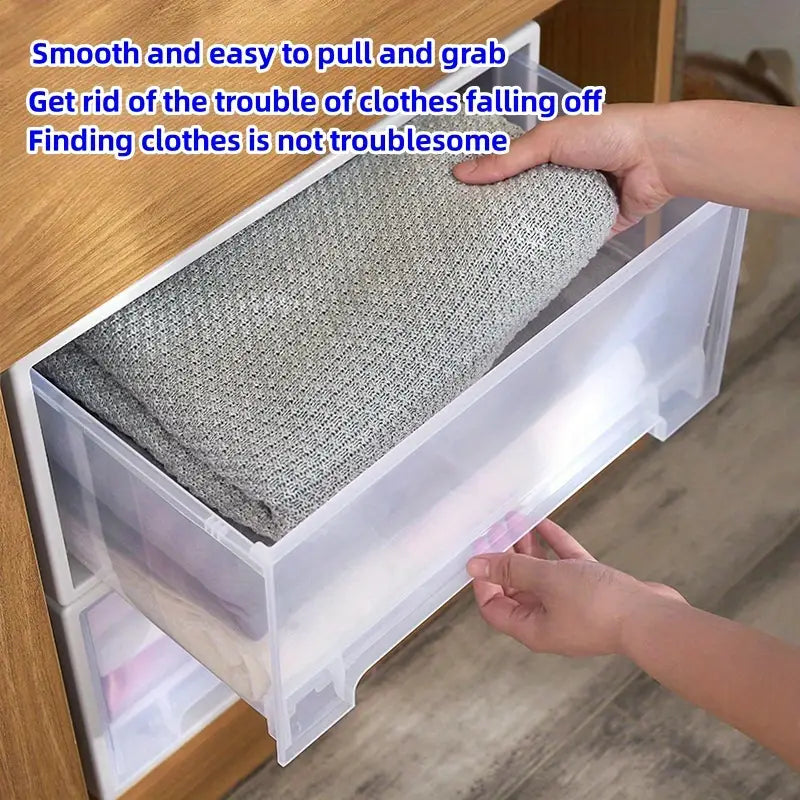 Stackable Quilt Storage Drawer Transparent Wardrobe Organizer Household Closet Storage Box Home Plastic Desktop Sundries Boxes