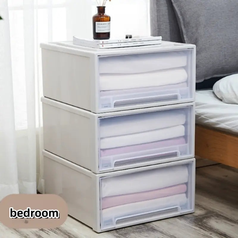 Stackable Quilt Storage Drawer Transparent Wardrobe Organizer Household Closet Storage Box Home Plastic Desktop Sundries Boxes