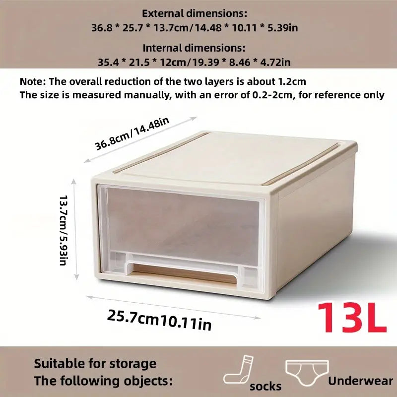 Stackable Quilt Storage Drawer Transparent Wardrobe Organizer Household Closet Storage Box Home Plastic Desktop Sundries Boxes